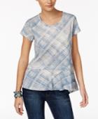Style & Co Cotton Plaid High-low Top, Created For Macy's