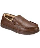 Club Room Men's Faux-leather-memory Foam Moccasin Slippers, Created For Macy's