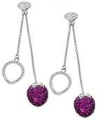 Sis By Simone I Smith Platinum Over Sterling Silver Earrings, Pink Crystal Strawberry Drop Earrings