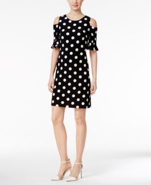 Tommy Hilfiger Cold-shoulder Polka-dot Sheath Dress