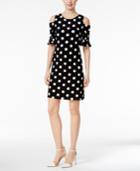 Tommy Hilfiger Cold-shoulder Polka-dot Sheath Dress