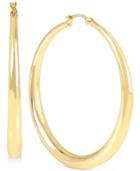Touch Of Silver Round Hoop Earrings In 14k Gold-plated Brass