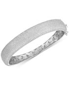 Cubic Zirconia Pave Statement Bangle Bracelet In Sterling Silver