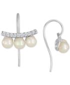 Majorica Sterling Silver Imitation Pearl (5mm) And Cubic Zirconia Drop Earrings