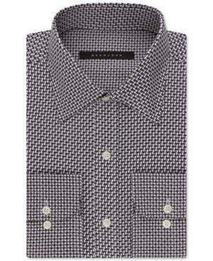 Sean John Blue-and-brown Houndstooth Dress Shirt