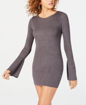 Material Girl Juniors' Shine Bell-sleeved Sweater Dress, Created For Macy's