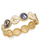 Charter Club Gold-tone Nautical Theme Enamel Multi-disc Stretch Bracelet, Created For Macy's
