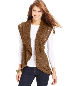 Style&co. Petite Open-knit Crochet Vest