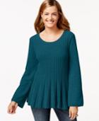 Style & Co. Ribbed-knit Peplum Sweater, Only At Macy's