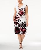 Sl Fashions Plus Size Floral-print Faux-wrap Dress