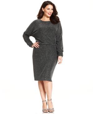 Jessica Howard Plus Size Metallic Blouson Dress