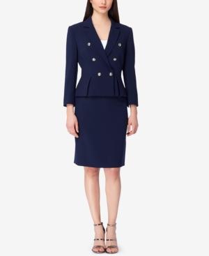 Tahari Asl Double-breasted Peplum Skirt Suit