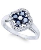 Sapphire (1-1/3 Ct. T.w.) & Diamond (1/5 Ct. T.w.) Clover Ring In 14k White Gold