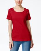 Karen Scott Lace-up T-shirt, Only At Macy's