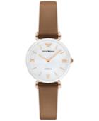 Emporio Armani Women's Gianni T-bar Brown Leather Strap Watch 32mm