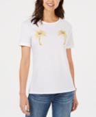 Carbon Copy Embroidered Palm-tree T-shirt