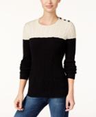 Charter Club Colorblocked Cable-knit Sweater, Only At Macy's