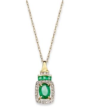 14k Gold Necklace, Emerald (9/10 Ct. T.w.) And Diamond (1/5 Ct. T.w.) Rectangle Pendant