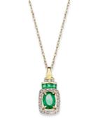 14k Gold Necklace, Emerald (9/10 Ct. T.w.) And Diamond (1/5 Ct. T.w.) Rectangle Pendant