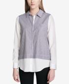 Calvin Klein Striped Layered-look Button-up Shirt