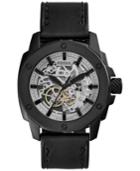 Fossil Men's Automatic Modern Machine Black Leather Strap Watch 45mm Me3134