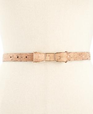 Kate Spade New York Cork-print Bow Buckle Skinny Belt