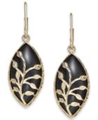 Onyx Marquise Vine Drop Earrings In 14k Gold