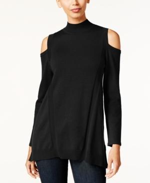 Style & Co. Cold-shoulder Mock-neck Sweater, Only At Macy's