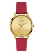 Guess Women's Red Gold Diamond Silicone Watch 30mm