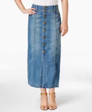 Style & Co Button-front Denim Skirt, Only At Macy's