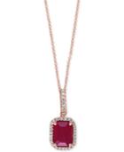 Rosa By Effy Ruby (1-5/8 Ct. T.w.) And Diamond (1/8 Ct. T.w.) Pendant Necklace In 14k Rose Gold