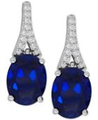 Lab-created Sapphire (5-1/5 Ct. T.w.) And White Sapphire (1/8 Ct. T.w.) Drop Earrings In Sterling Silver