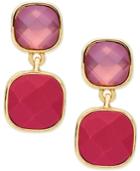 Anne Klein Gold-tone Colored Stone Drop Earrings