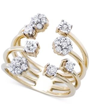 Wrapped Diamond Cluster Cuff Ring (3/8 Ct. T.w.) In 14k Gold-plated Sterling Silver, Created For Macy's