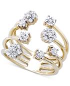 Wrapped Diamond Cluster Cuff Ring (3/8 Ct. T.w.) In 14k Gold-plated Sterling Silver, Created For Macy's