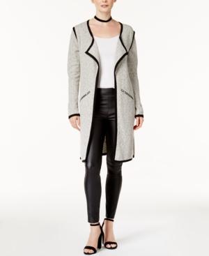 Bar Iii Contrast-trim Duster Cardigan, Created For Macy's