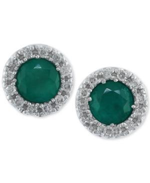 Brasilica By Effy Emerald (3/4 Ct. T.w.) And Diamond (1/8 Ct. T.w.) Stud Earrings In 14k White Gold