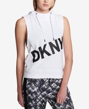 Dkny Sport Sleeveless Logo Hooded Top