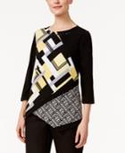 Alfred Dunner Petite City Life Asymmetrical Geo-print Top