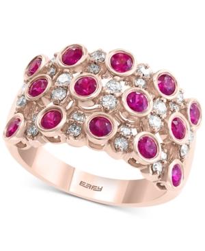 Effy Certified Ruby (1-1/8 Ct. T.w.) And Diamond (3/8 Ct. T.w.) Ring In 14k Rose Gold