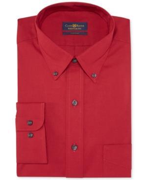 Club Room Estate Wrinkle-resistant Claret Solid Dress Shirt