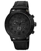 Citizen Watch, Unisex Chronograph Drive From Citizen Eco-drive Black Leather Strap 46mm At2205-01e
