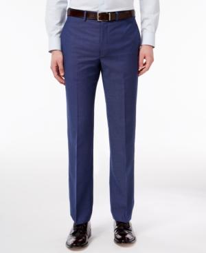 Calvin Klein Men's Extra Slim-fit Blue Check Dress Pants