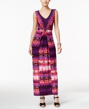 Ny Collection Petite Knot-front Printed Maxi Dress