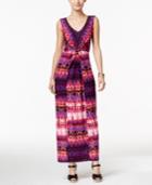 Ny Collection Petite Knot-front Printed Maxi Dress
