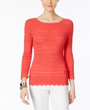 Inc International Concepts Petite Mixed-stitch Sweater, Created For Macy's