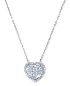 Diamond Heart Miracle Plate Pendant Necklace (1/3 Ct. T.w.) In 14k White Gold