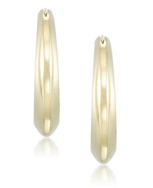 Signature Gold Diamond Accent Polished Knife-edge Hoop Earrings In 14k Gold Over Resin