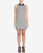 Cece Brynn Faux-leather-collar Houndstooth Shift Dress