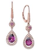 Rhodolite Garnet (1-1/2 Ct. T.w.) And Diamond (1/3 Ct. T.w.) Drop Earrings In 14k Rose Gold